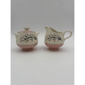 Homer Laughlin Springtime Sugar & Creamer Cavalier Eggshell Pink MCM Vtg 1950's